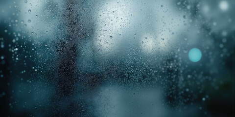 Obraz premium Frosted Glass with Condensation Droplets A close-up of a frosted glass surface covered in tiny condensation droplets, catching soft ambient