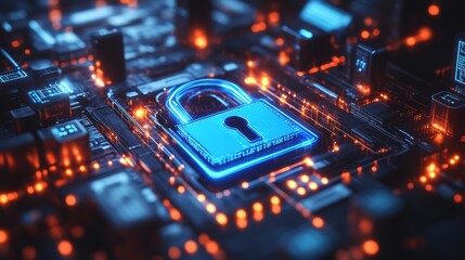Cybersecurity innovations digital landscape graphic design virtual environment close-up viewpoint
