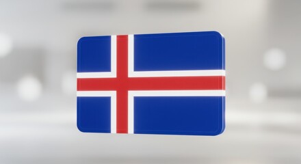 Obraz premium Icelandic Flag 3D Render: A Closeup View of the National Emblem