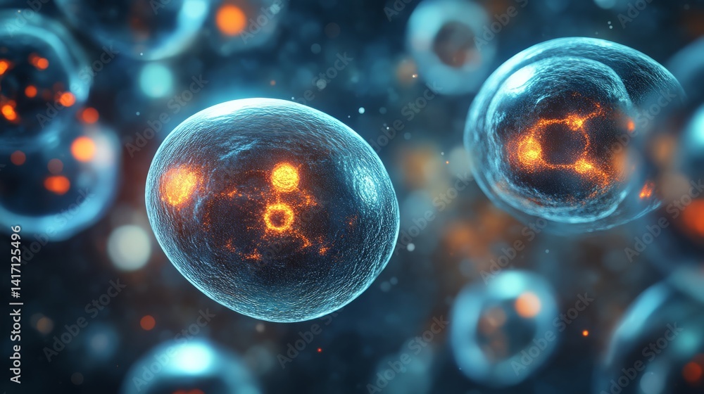 Poster exploring cellular structures microscope scientific image laboratory close-up biology