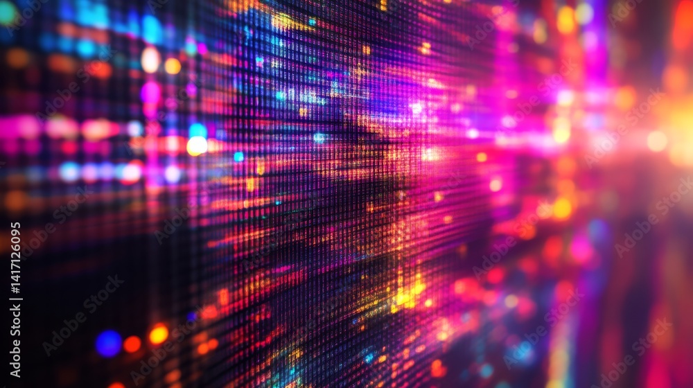 Poster dynamic light patterns digital art abstract background vibrant colors close-up view creative concept