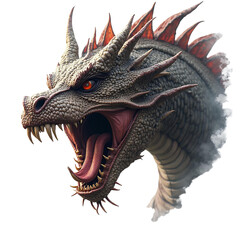 Roaring Dragon Head_ Fantasy, Game Asset, Illustration