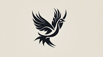 Obraz premium A minimalistic logo of an abstract bird. Concepts : Leadership, freedom, vision, minimalism, abstract art, symbolism, branding, elegance, movement, modern identity.