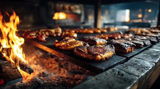 Grilled meats on stone - Powered by Adobe