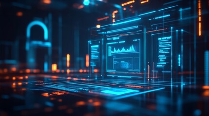 Data visualization event displaying insights in a futuristic tech environment