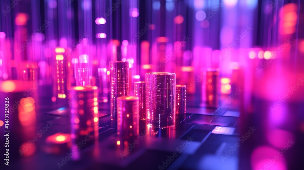 Poster vibrant data visualization digital realm abstract art futuristic close-up technology concepts