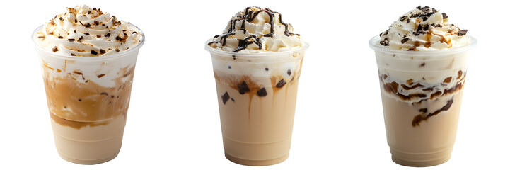  ICE CAPPUCINO on the PLASTIC CUP, transparent background