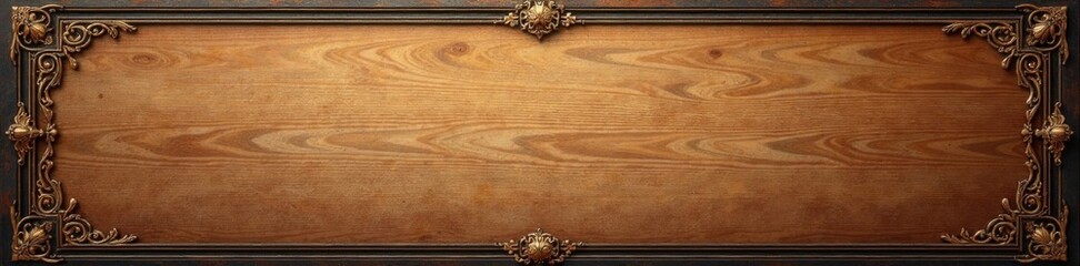 Calligraphic elements on elegant wooden panel, elegance, intricate, design