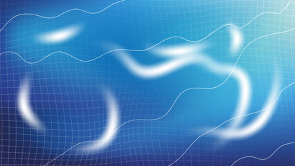 Blue Gradient Mesh Vector Background with Stripes,Wavy Grid, Light Brush Strokes