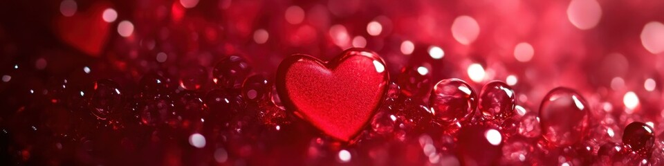 Fototapeta premium Hearts Background. Abstract Red Valentine's Day Love Theme with Bokeh Light Effects