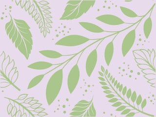 Seamless Green Leaf Pattern Nature Botanical Background Vector. leaf, pattern, botanical, seamless, green, nature, foliage, tropical, pastel, vector