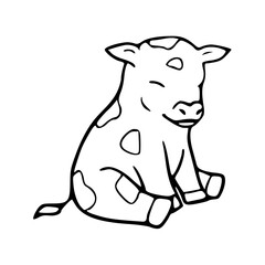 sitting cartoon calf vector illustration