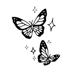 magical butterflies line art design