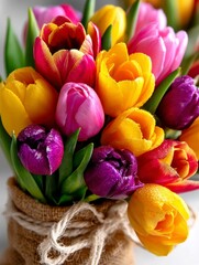 Vibrant flower arrangement indoor setting photography colorful beauty of nature