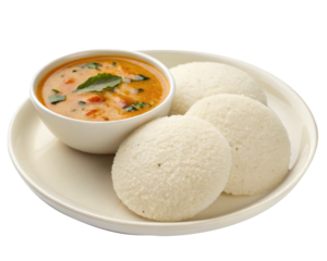 idli and chutney in plate isolated PNG