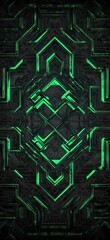 Abstract green tech pattern, dark background, digital art, website banner