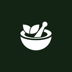 Kitchen equipment. Grinding herbs and spices. Natural pharmacy. Healthy food. Ayurveda. Vector illustration