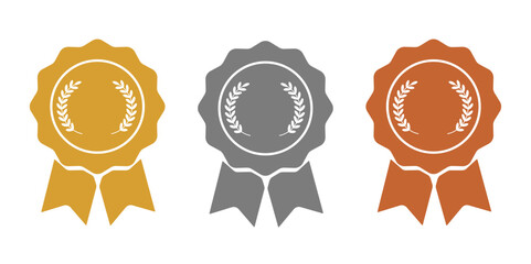 Award badge vector in flat and modern style. Symbol of achievement, excellence, and recognition. Ideal for certificates, competitions, rankings, gamification, business rewards, and honor-based illustr