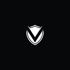 letter V logo in the shape of a shield, vector