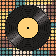Vinyl disk retro player style illustration vector art decor design 70s, 80s, 90s music pattern	
