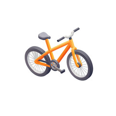 Fototapeta premium A vibrant orange bicycle with a sleek design, positioned against a plain background, ideal for showcasing modern transportation concepts , isolated on white or transparent png