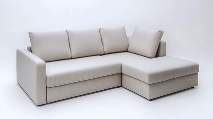 White sectional sofa with a white pillow on the right