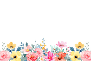 Watercolor flowers background vector for design.