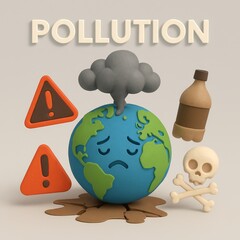 Environmental Pollution – 3D Illustration of a Contaminated and Toxic Planet - Generative AI
