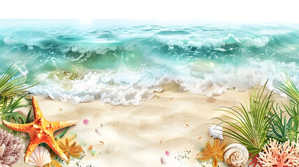 Fototapeta premium Luxury Beach with Beautiful Scenery: Ideal for Travel Agencies and Websites