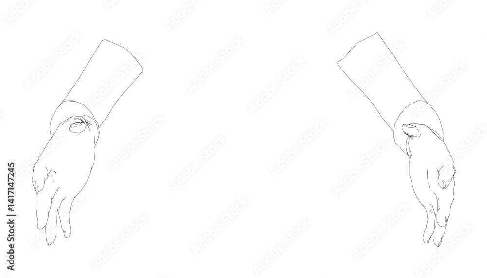 Poster two hands are shown in a black and white drawing. the hands are positioned close together, with one 