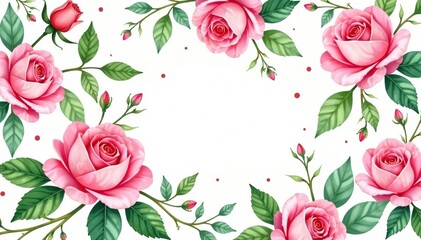 Delicate watercolor roses, lush leaves, repeating pattern , textile, seamless pattern