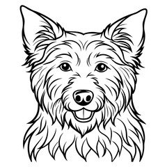 Cute Dog Portrait Line Art Illustration