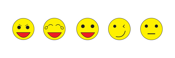 Fototapeta premium Feedback emoticons emojis icons set in trendy flat style. Emoticons simple icon .