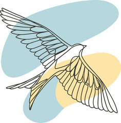 swallow in flight line art vector monoline style