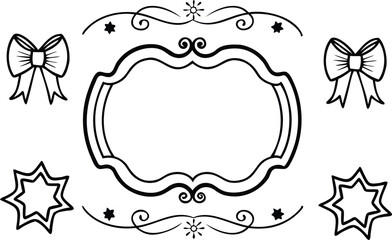 Hand drawn vector frame and divider on white background 