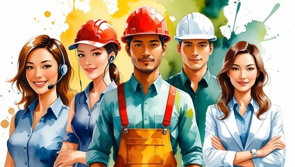 A group of workers in warehouse.