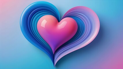 pink heart on blue background