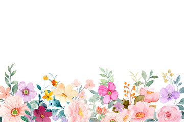 Watercolor flowers background vector for design.