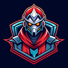 Futuristic Robot Gamer Avatar Design. Cyberpunk Style