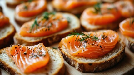 Hors Doeuvres. Salmon on Toast: A Savory Snack for a Flavorful Meal