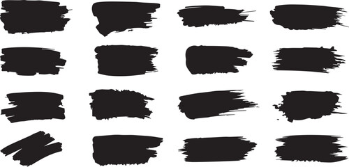 Grunge brushes with black paint strokes and ink textures. Isolated brushstroke borders in vector EPS format.2