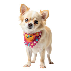 Obraz premium Cute Chihuahua Dog Wearing Bandana On White Background