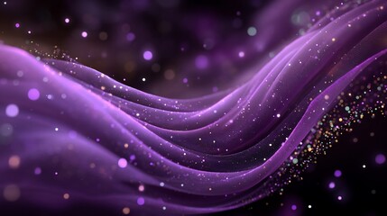 Obraz premium Abstract purple waves with bokeh lights, flowing gently in the darkness