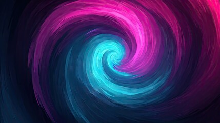 A vibrant swirling vortex of paint strokes in fuchsia, turquoise, and indigo hues.