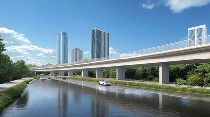 City Canal Overpass Sunny Day