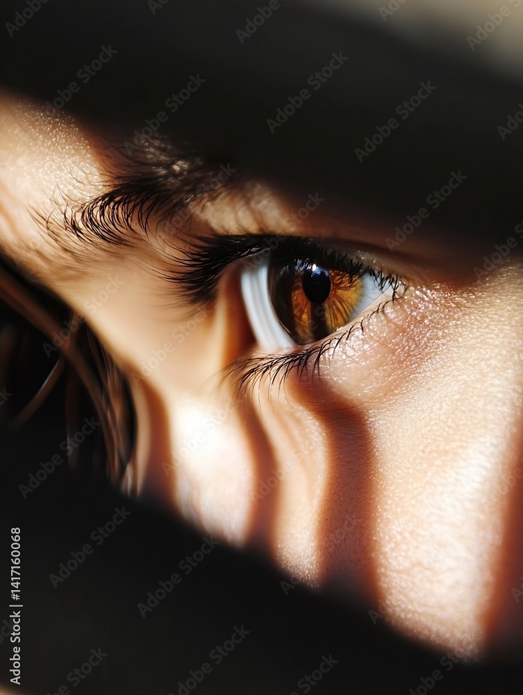 Aufkleber detailed close up of a captivating eye with unique reflections and soft lighting : generative ai