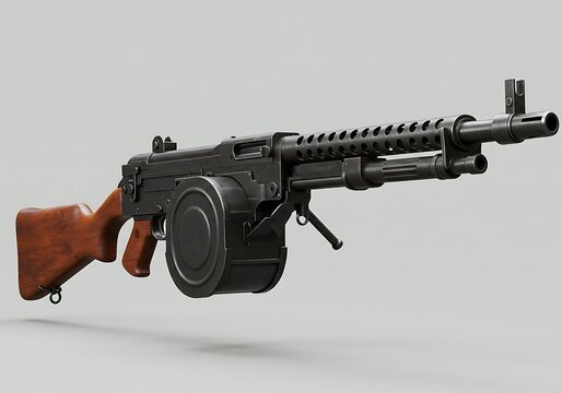 Vintage machine gun weapon firearm military army historical war equipment rifle automatic gun model