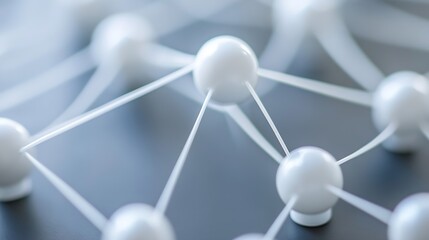 Close-Up View of Abstract Molecular Structure with Connecting Nodes and Lines : Generative AI