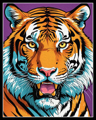 Fototapeta premium Tiger. Oil painting. Artistic brush strokes. Pattern for covers, for printing on wall decorations.