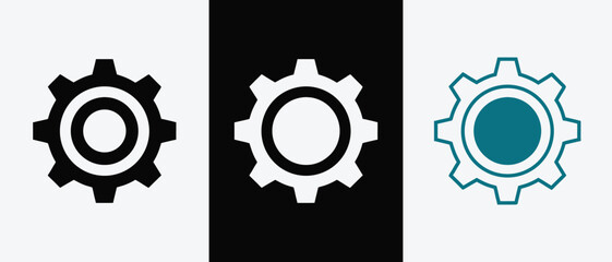 Black vector Gear set. Gear setting icon collection, 